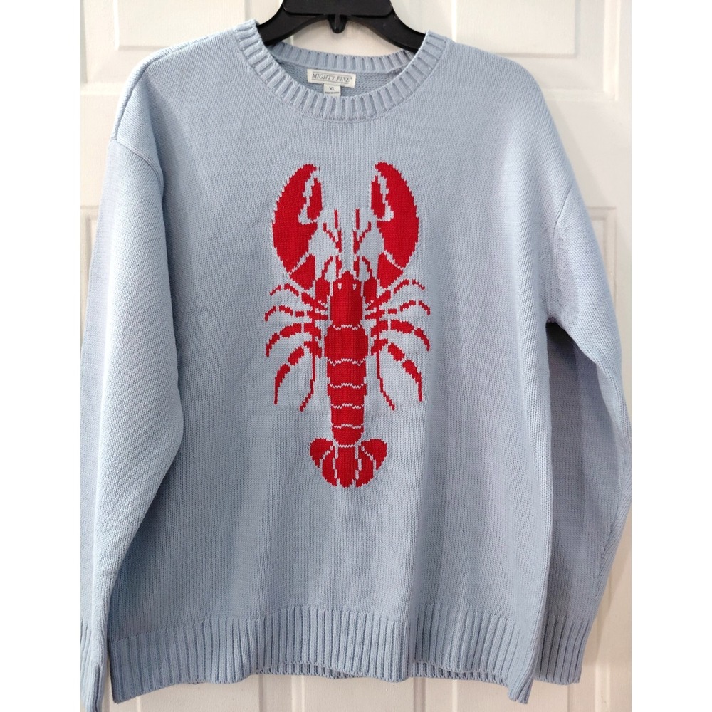 Mighty Fine Women's Blue Lobster Sweater XL